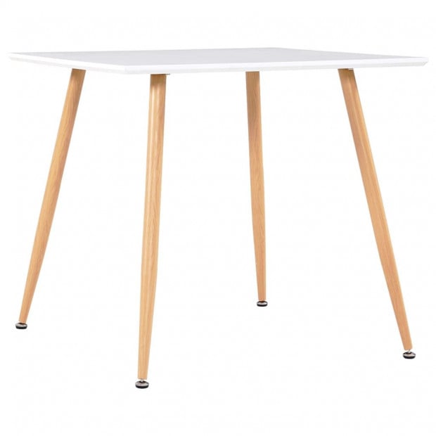 Dining Table White And Oak 80.5x80.5x73 Cm Mdf