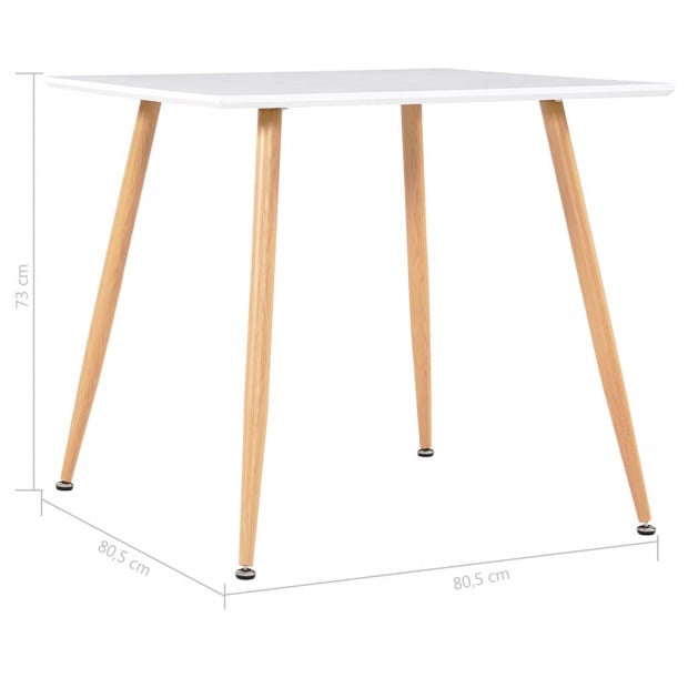 Dining Table White And Oak 80.5x80.5x73 Cm Mdf Image 5