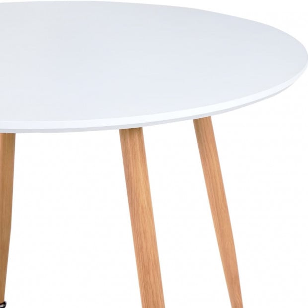 Dining Table White And Oak 90x73.5 Cm Mdf Image 4