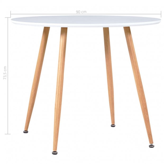 Dining Table White And Oak 90x73.5 Cm Mdf Image 5