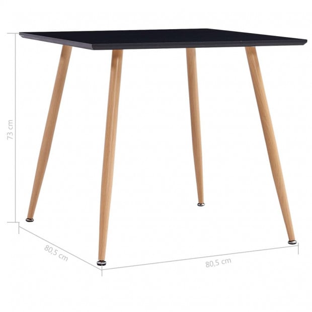 Dining Table Black And Oak 80.5x80.5x73 Cm Mdf Image 4