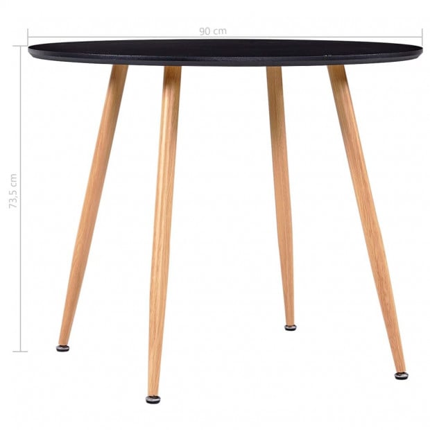 Dining Table Black And Oak 90x73.5 Cm Mdf Image 5
