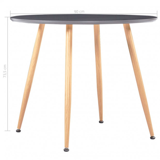 Dining Table Grey And Oak 90x73.5 Cm Mdf Image 5