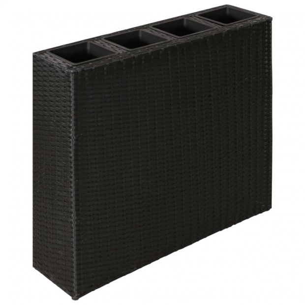 Garden Planter With 4 Pots 2 Pcs Poly Rattan Black Image 2