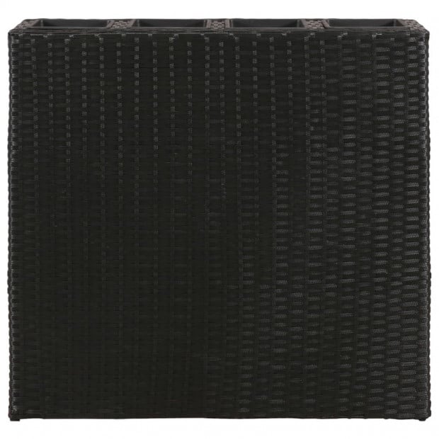 Garden Planter With 4 Pots 2 Pcs Poly Rattan Black Image 3