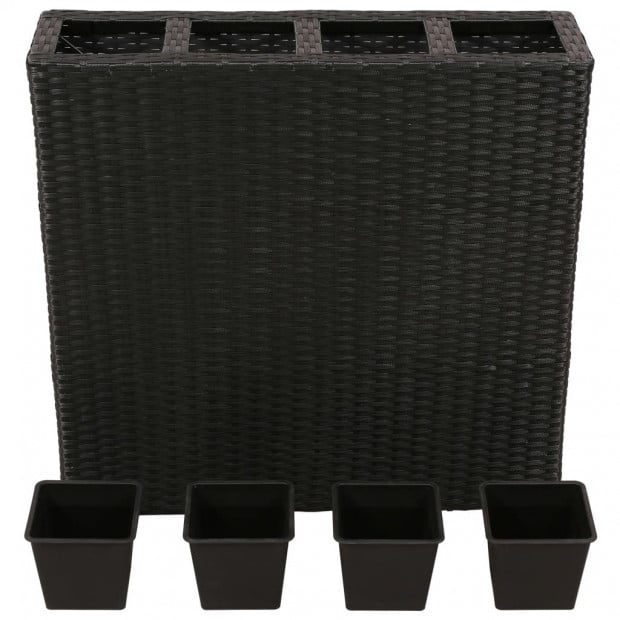 Garden Planter With 4 Pots 2 Pcs Poly Rattan Black Image 4