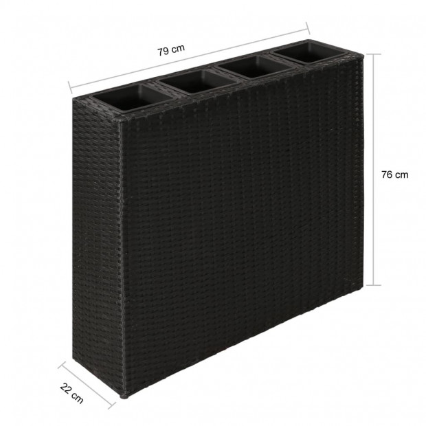 Garden Planter With 4 Pots 2 Pcs Poly Rattan Black Image 7