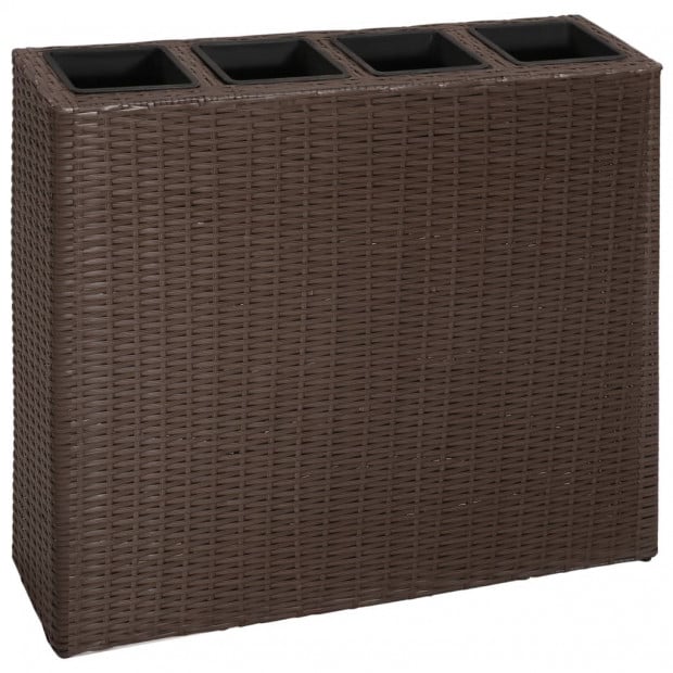 Garden Planter With 4 Pots 2 Pcs Poly Rattan Brown Image 2