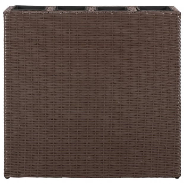 Garden Planter With 4 Pots 2 Pcs Poly Rattan Brown Image 3