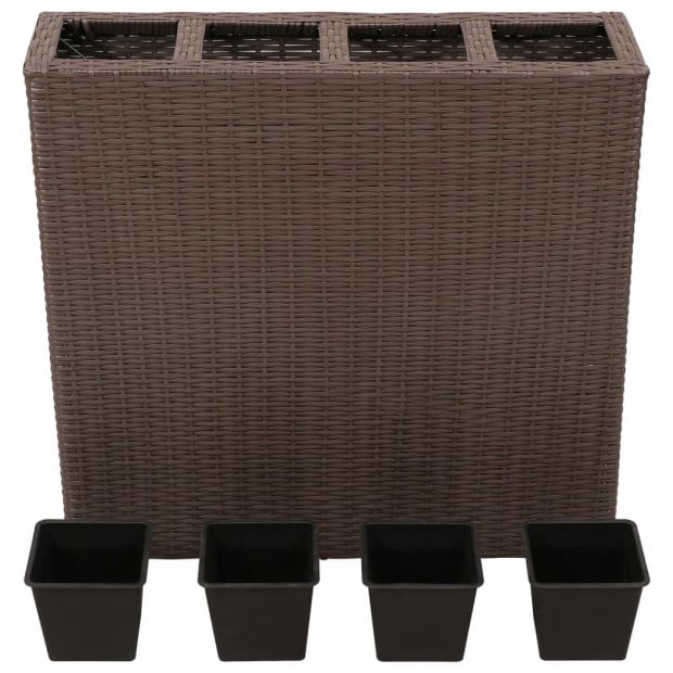 Garden Planter With 4 Pots 2 Pcs Poly Rattan Brown Image 4