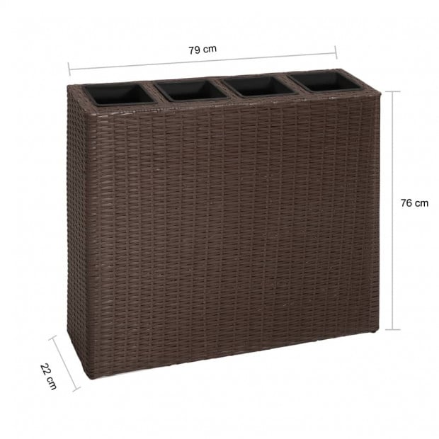 Garden Planter With 4 Pots 2 Pcs Poly Rattan Brown Image 7