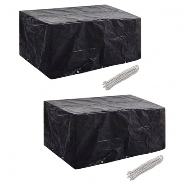 Garden Furniture Covers 2 Pcs 6 Person Poly 10 Eyelets 240x140cm
