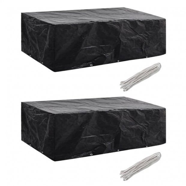 Garden Furniture Covers 2 Pcs 8 Person Poly 10 Eyelets 300x140 Cm