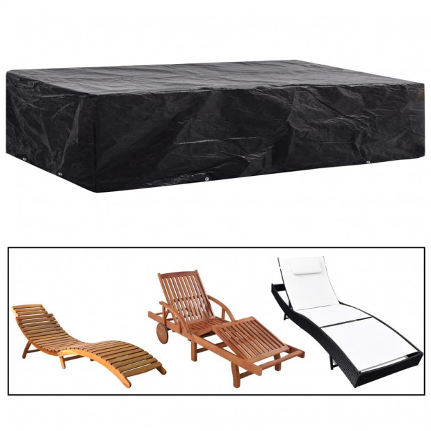 Garden Sunlounger Cover 2 Pcs 8 Eyelets 218x77x55 Cm Image 2