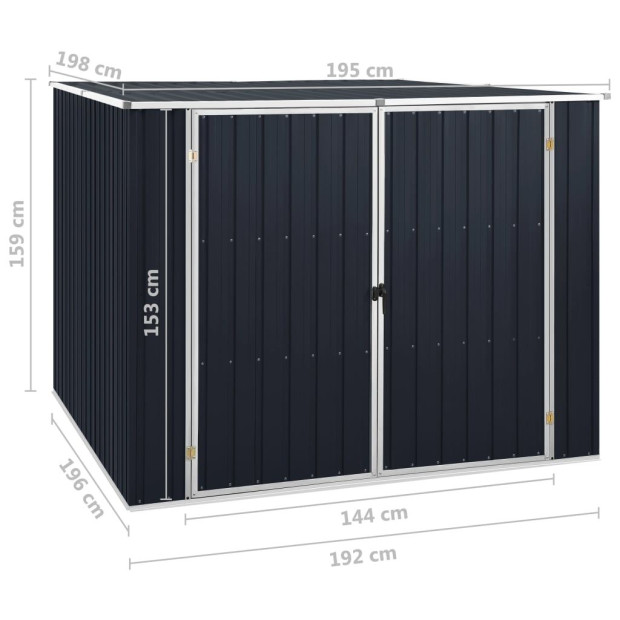 Garden Shed Anthracite 195x198x159 Cm Galvanised Steel Image 8