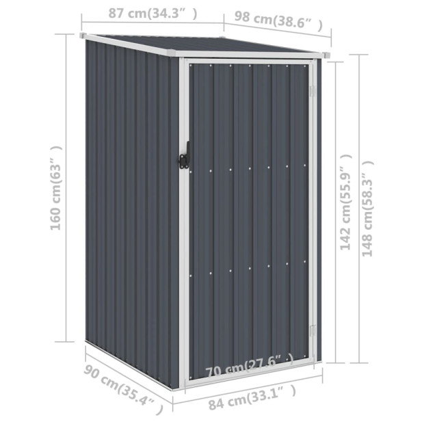 Garden Shed Anthracite 87x98x159 Cm Galvanised Steel Image 7