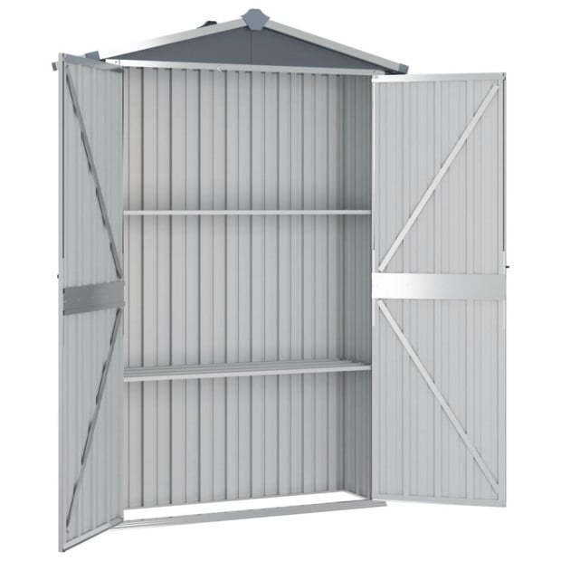 Garden Shed Grey 107.5x46x183 Cm Galvanised Steel Image 3