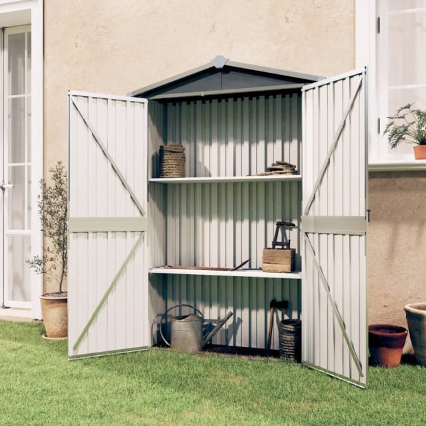 Garden Shed Grey 107.5x46x183 Cm Galvanised Steel Image 2