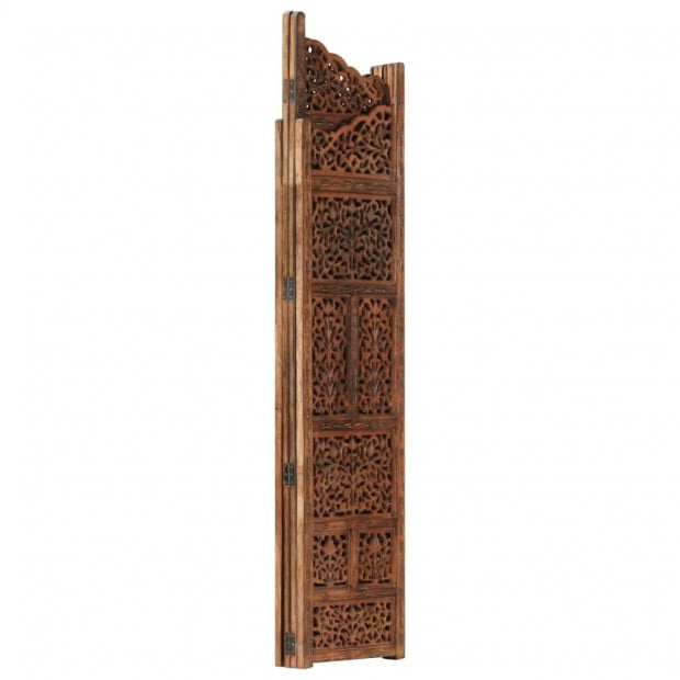 4-panel Room Divider Brown 160x165 Cm Solid Mango Wood Image 2