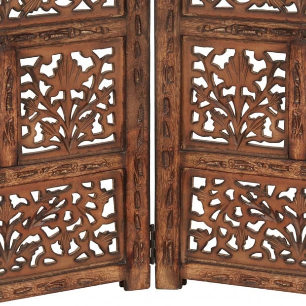 4-panel Room Divider Brown 160x165 Cm Solid Mango Wood Image 4