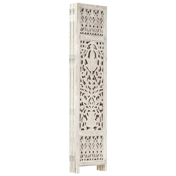 Hand Carved 5-panel Room Divider White 200x165 Cm Image 2