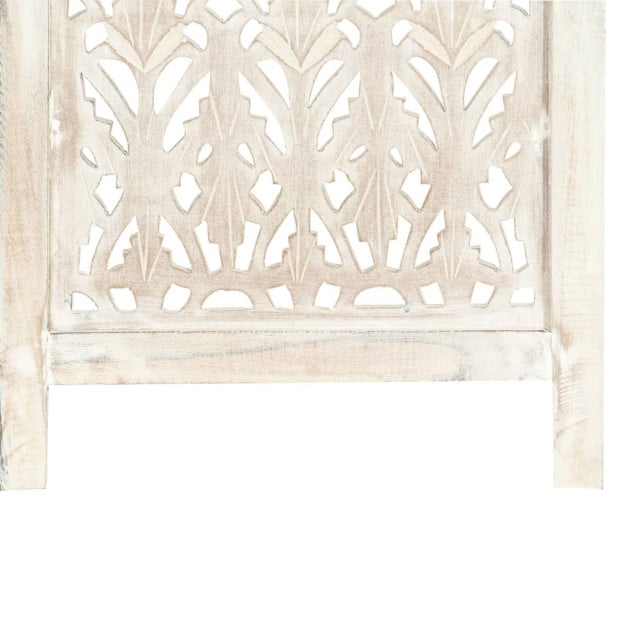 Hand Carved 5-panel Room Divider White 200x165 Cm Image 4