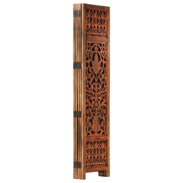 Hand Carved 5-panel Room Divider Brown 200x165 Cm Image 3