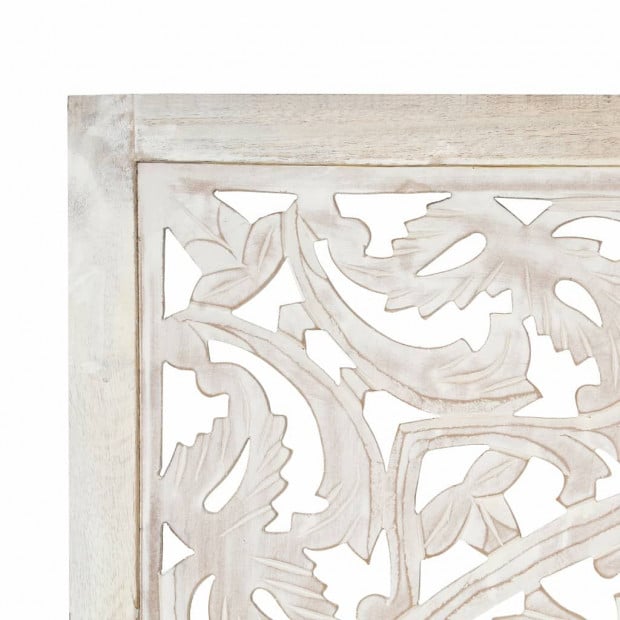 Hand Carved 3-panel Room Divider White 120x165 Cm Solid Mango Wood Image 4