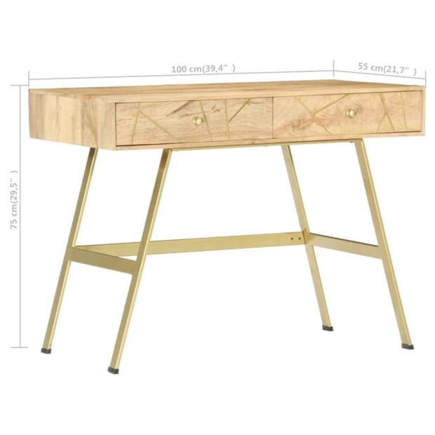 Writing Desk With Drawers 100x55x75 Cm Solid Mango Wood Image 6