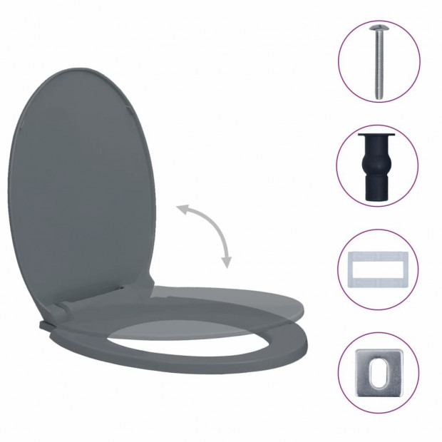 Soft-close Toilet Seat Quick Release Grey Oval Image 2