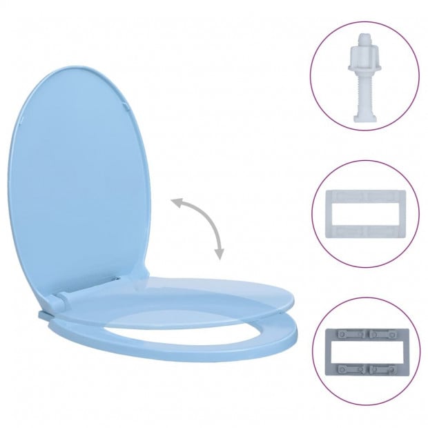 Soft-close Toilet Seat Blue Oval Image 2