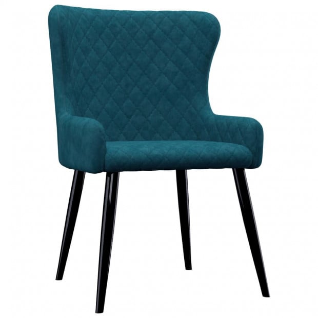 Dining Chairs 4 Pcs Blue Velvet Image 2