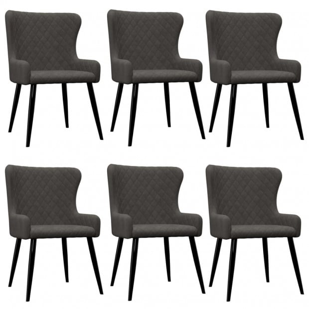 Dining Chairs 6 Pcs Grey Velvet