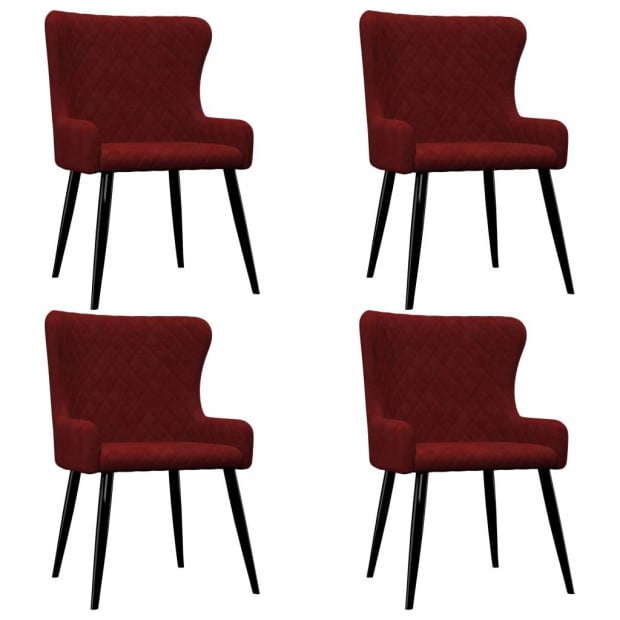 Dining Chairs 4 Pcs Red Velvet