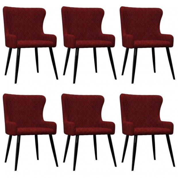 Dining Chairs 6 Pcs Red Velvet