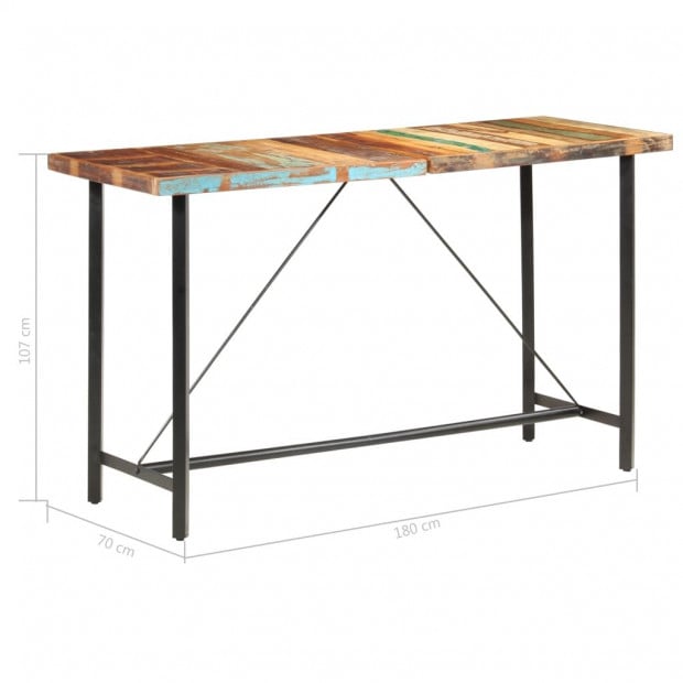 Bar Table 180x70x107 Cm Reclaimed Solid Wood Image 7