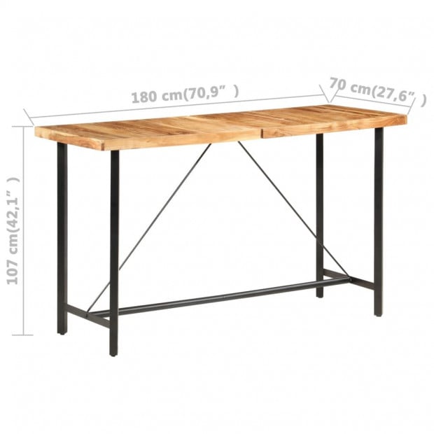 Bar Table 180x70x107 Cm Solid Acacia Wood Image 7