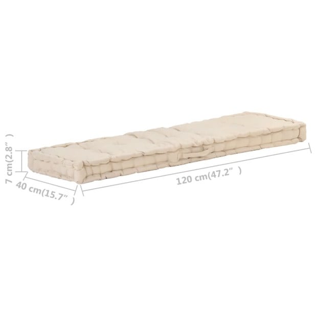 Pallet Floor Cushion Cotton 120x40x7 Cm Beige Image 7