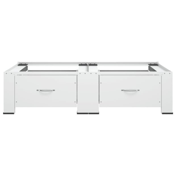 Double Washing And Drying Machine Pedestal With Drawers White Image 3