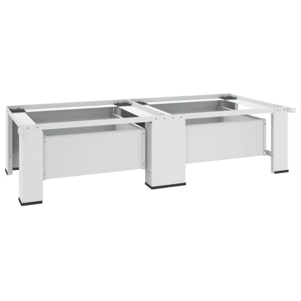 Double Washing And Drying Machine Pedestal With Drawers White Image 6