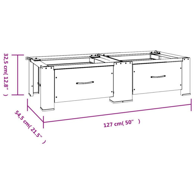 Double Washing And Drying Machine Pedestal With Drawers White Image 8