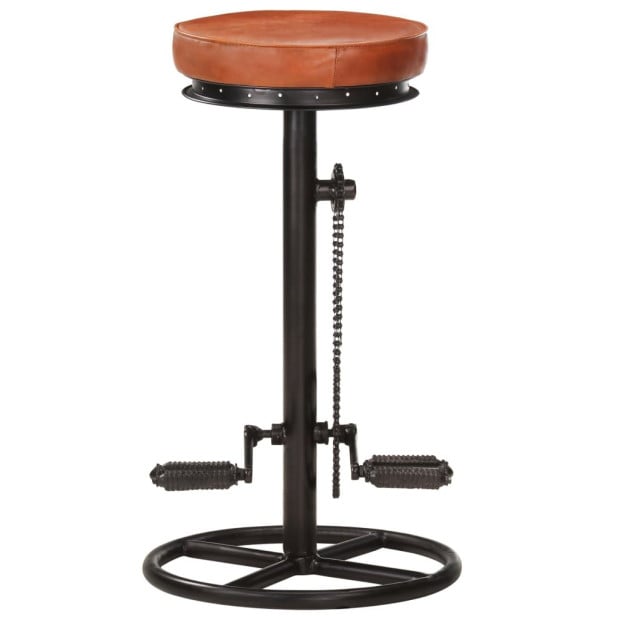 Bar Stools 2 Pcs Black And Brown Real Goat Leather Image 3