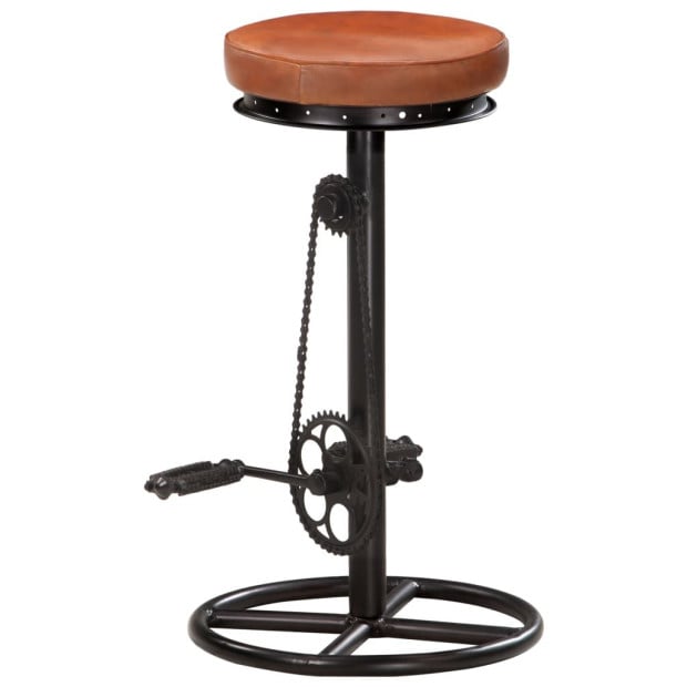 Bar Stools 2 Pcs Black And Brown Real Goat Leather Image 5