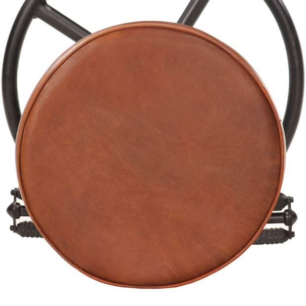 Bar Stools 2 Pcs Black And Brown Real Goat Leather Image 6