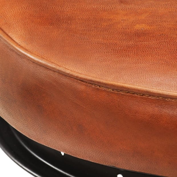 Bar Stools 2 Pcs Black And Brown Real Goat Leather Image 7