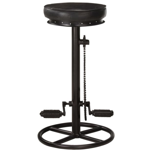 Bar Stools 2 Pcs Black Real Goat Leather Image 3