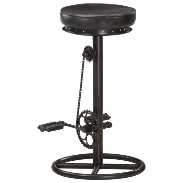 Bar Stools 2 Pcs Black Real Goat Leather Image 5