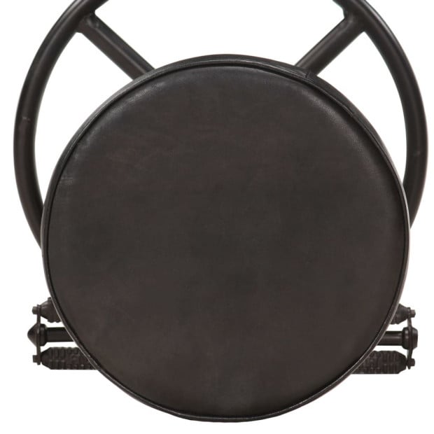 Bar Stools 2 Pcs Black Real Goat Leather Image 6