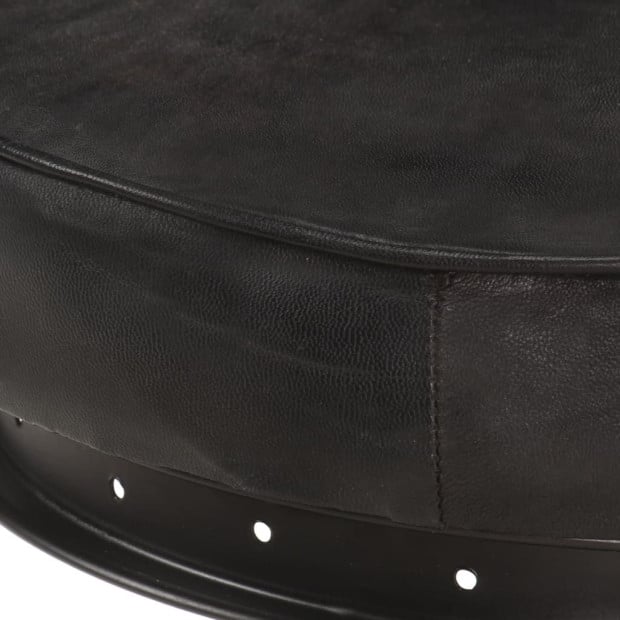 Bar Stools 2 Pcs Black Real Goat Leather Image 7