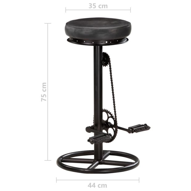 Bar Stools 2 Pcs Black Real Goat Leather Image 9